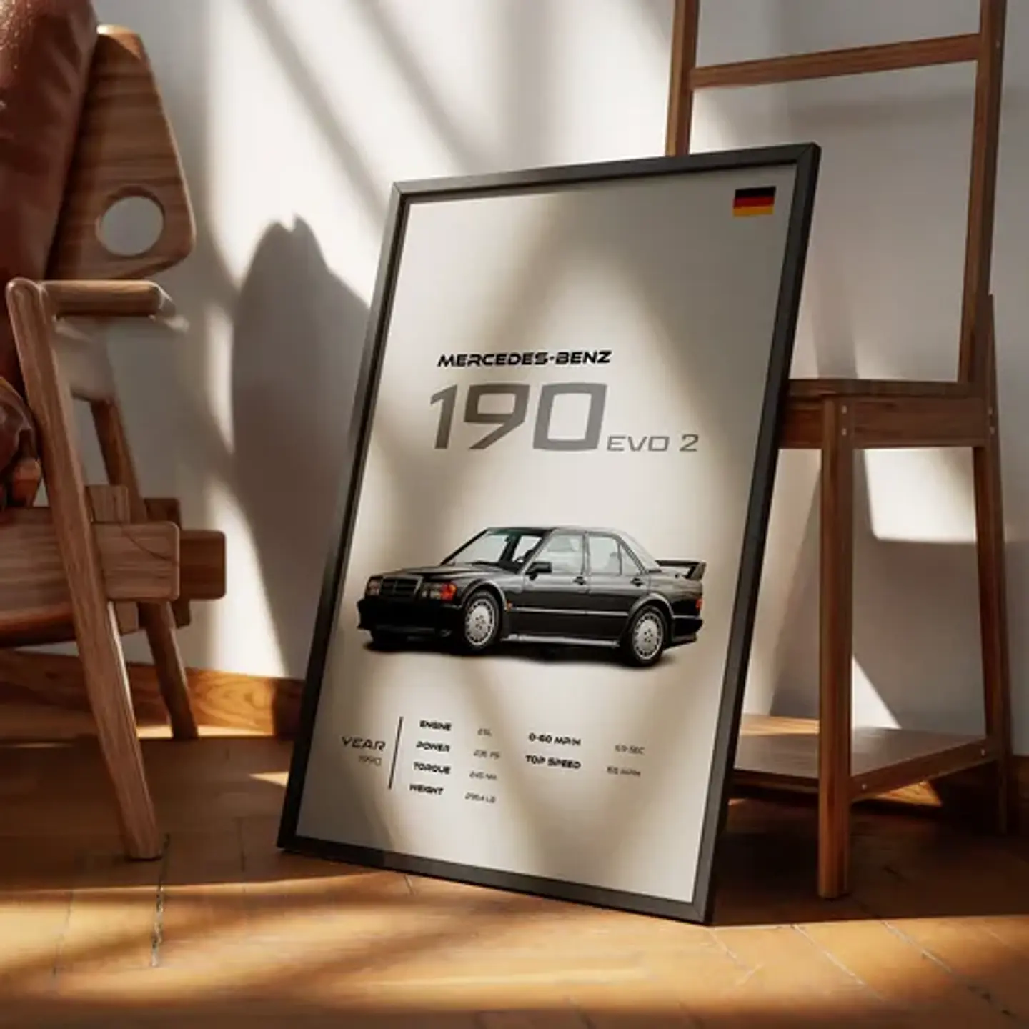 Cuadro Auto Mercedes-benz 190 Evo 1 Deportivo + Marco 1