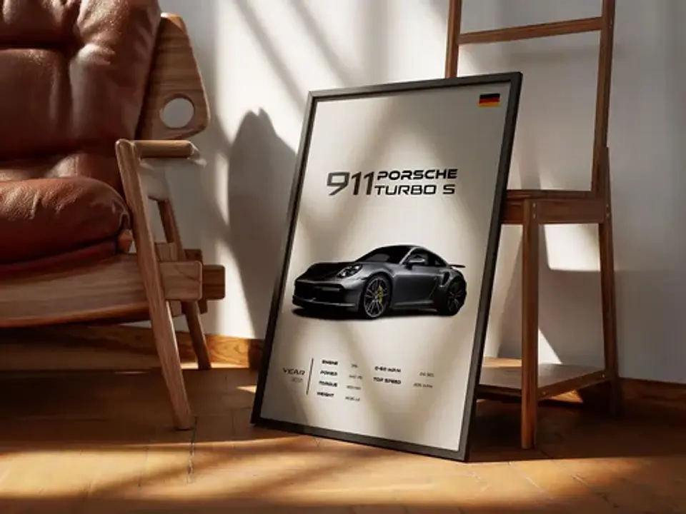 Cuadro Auto Porsche 911 Turbo S Deportivo + Marco 1