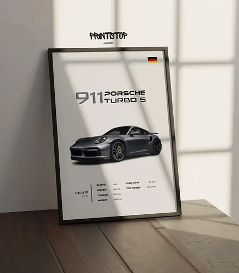 Cuadro Auto Porsche 911 Turbo S Deportivo + Marco