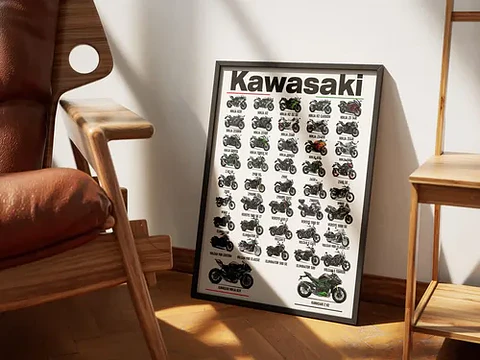 Cuadro Motos Colección Kawasaki Deportivo + Marco