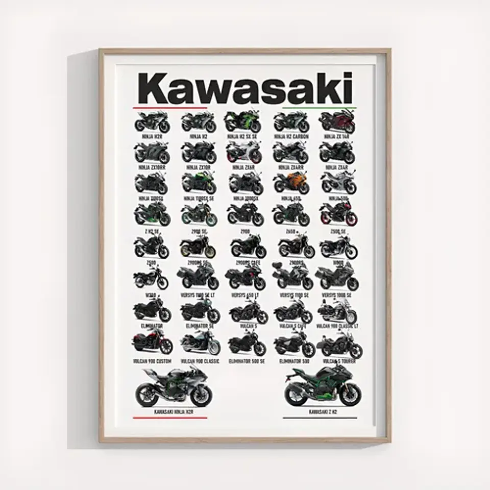 Cuadro Motos Colección Kawasaki Deportivo + Marco 2