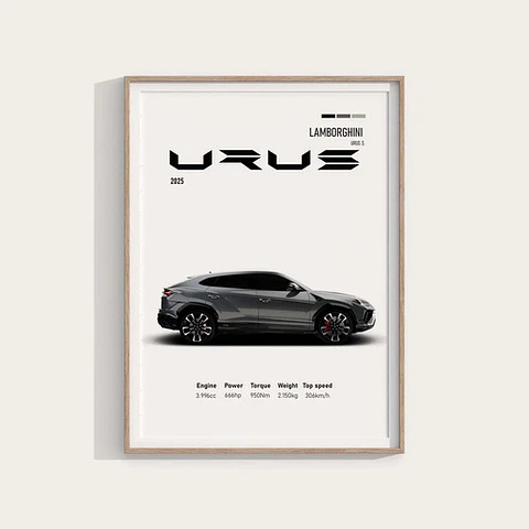 3 Cuadros De Lamborghini Urus Deportivo + Marco