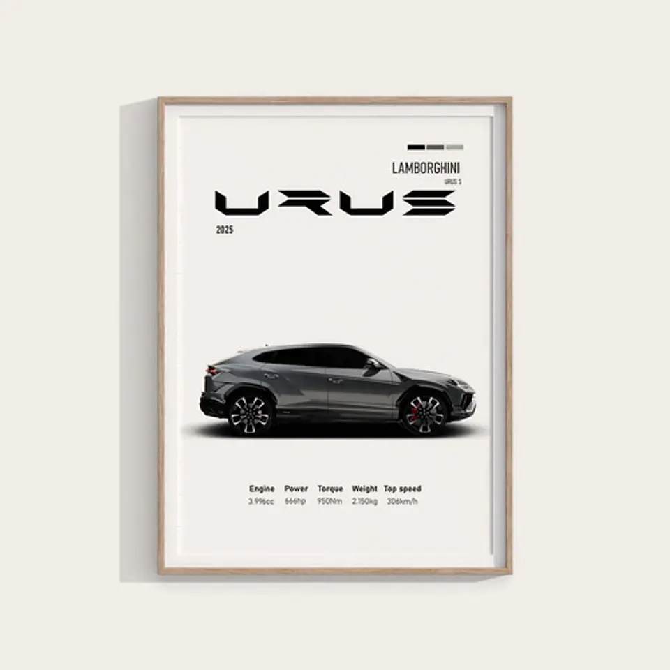 3 Cuadros De Lamborghini Urus Deportivo + Marco 2