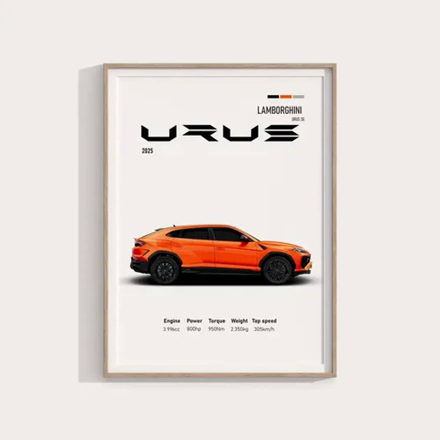 3 Cuadros De Lamborghini Urus Deportivo + Marco 8