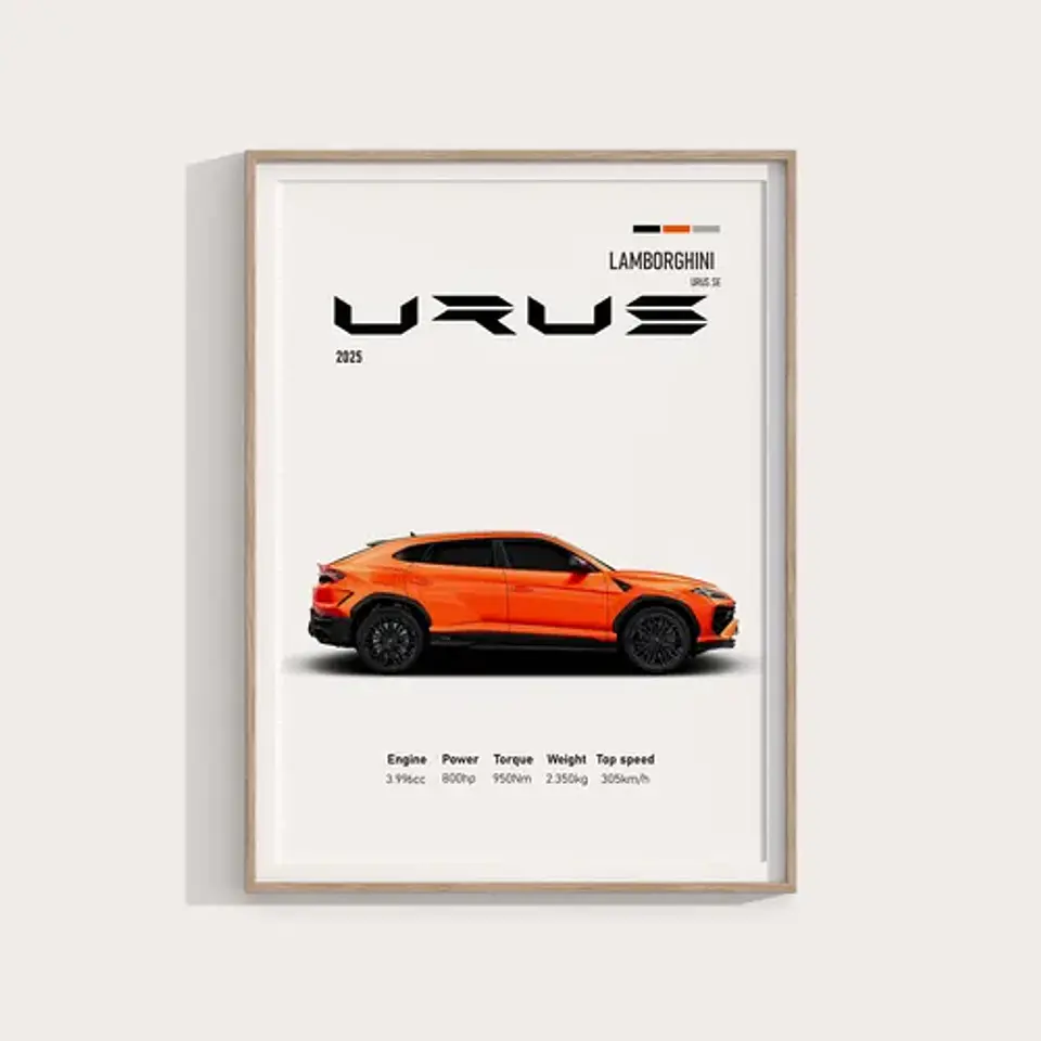 3 Cuadros De Lamborghini Urus Deportivo + Marco 8