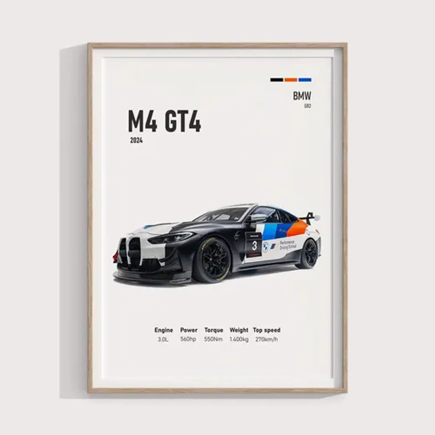 Cuadro Auto Bmw M4 Gt4 Deportivo + Marco 1