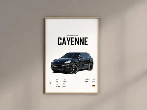 Cuadro Auto Porsche Cayenne Turbo S  Deportivo + Marco Negro