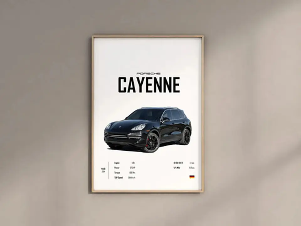 Cuadro Auto Porsche Cayenne Turbo S  Deportivo + Marco Negro 1