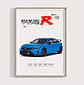Cuadro Auto 2025 Honda Civic Type R Deportivo + Marco Negro - Miniatura 2