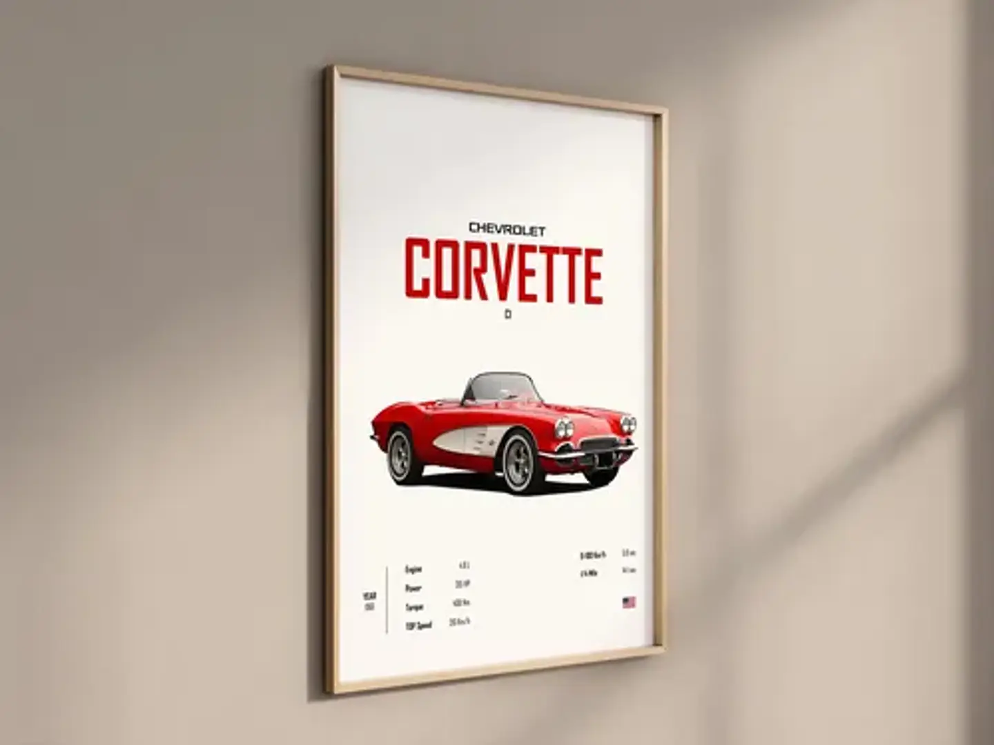 Cuadro Chevrolet Corvette C1 Deportivo + Marco Negro 2