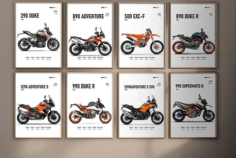 Cuadros De Modelos Motos Ktm Duke + Marco Negro