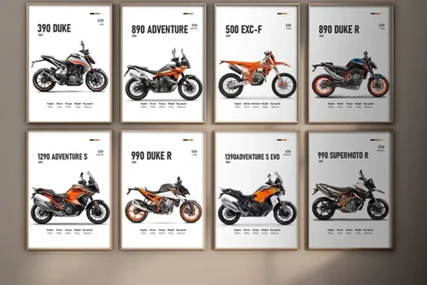 Cuadros De Modelos Motos Ktm Duke + Marco Negro 1