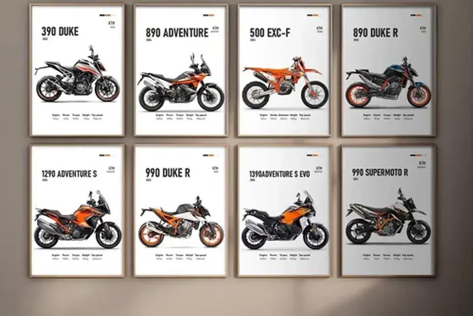Cuadros De Modelos Motos Ktm Duke + Marco Negro 1