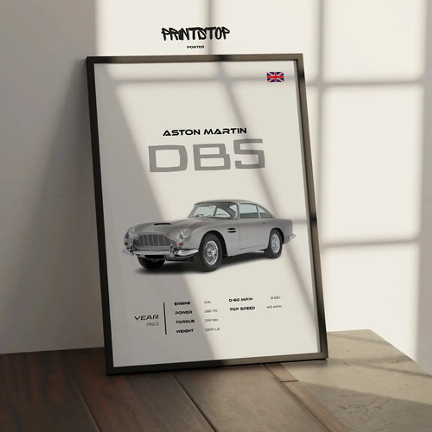 Cuadro Auto Vintage Aston Martin Db5 1963 Deportivo + Marco 2