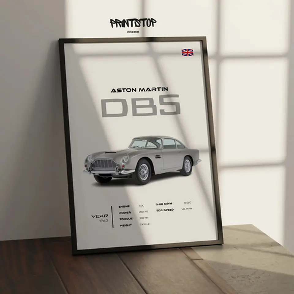 Cuadro Auto Vintage Aston Martin Db5 1963 Deportivo + Marco 2