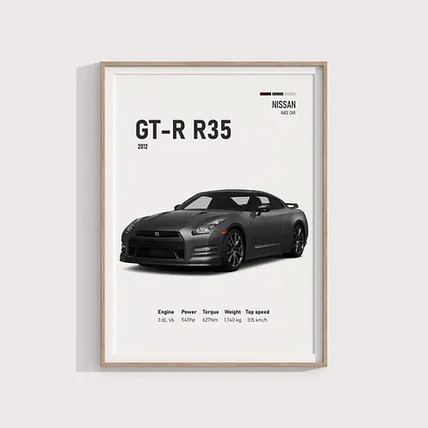 Cuadro Auto Nissan Gt-r R35  Deportivo + Marco