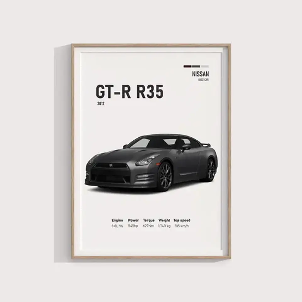 Cuadro Auto Nissan Gt-r R35  Deportivo + Marco 1