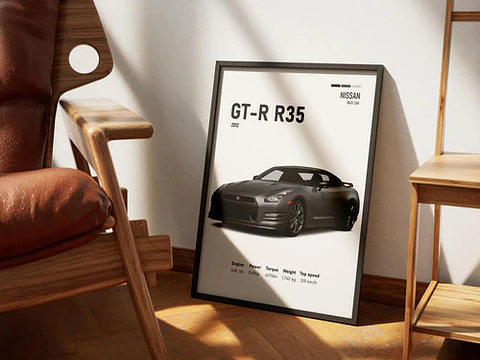 Cuadro Auto Nissan Gt-r R35  Deportivo + Marco