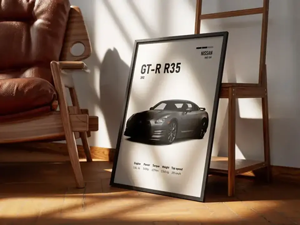 Cuadro Auto Nissan Gt-r R35  Deportivo + Marco 3