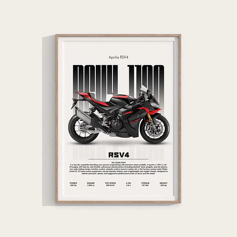Cuadro Moto Aprilia Rsv4 Superbike Deportivo + Marco