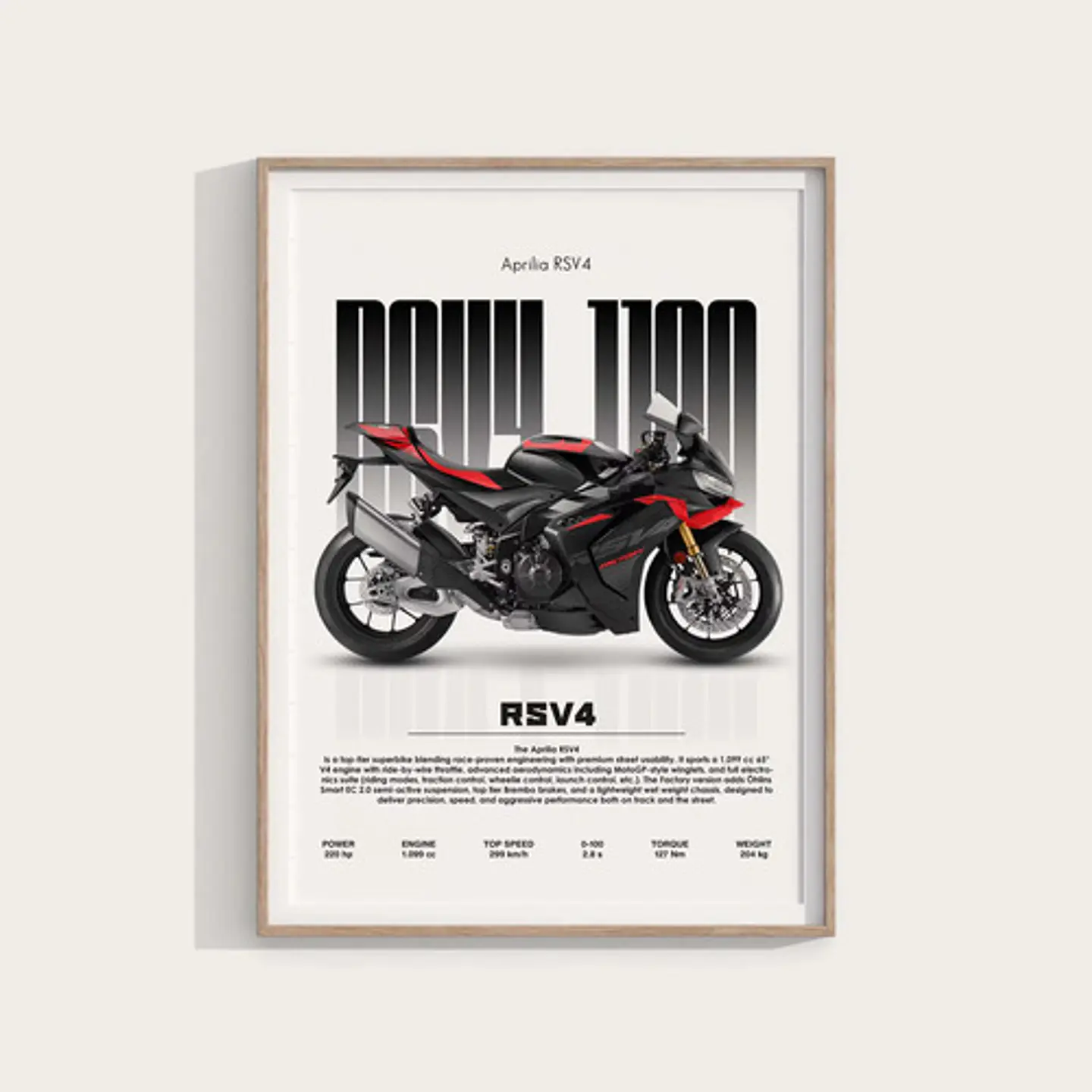 Cuadro Moto Aprilia Rsv4 Superbike Deportivo + Marco 2