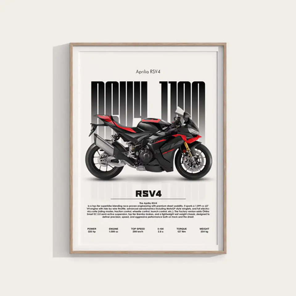 Cuadro Moto Aprilia Rsv4 Superbike Deportivo + Marco 2