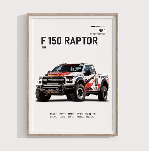 Cuadro Camioneta Ford F-150 Raptor Especial + Marco
