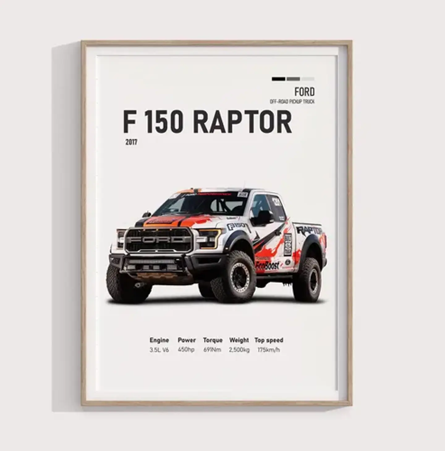 Cuadro Camioneta Ford F-150 Raptor Especial + Marco 2