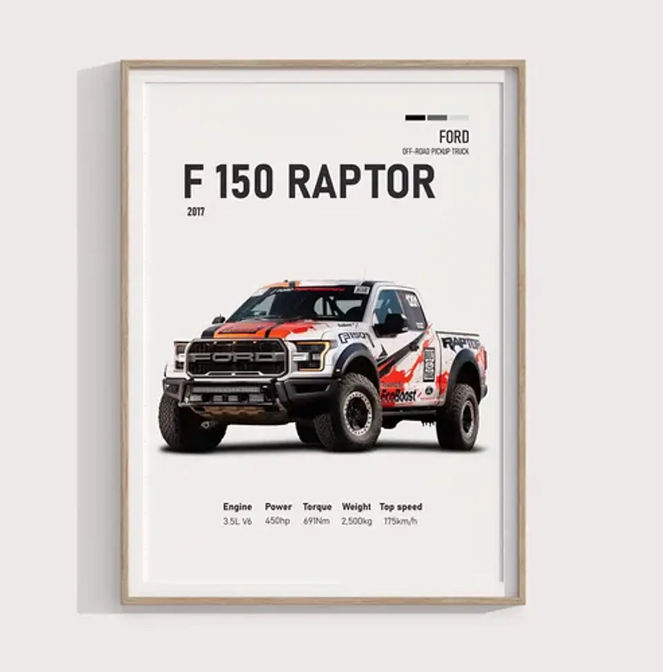 Cuadro Camioneta Ford F-150 Raptor Especial + Marco 2