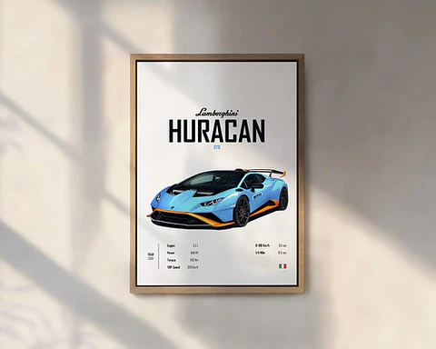 Cuadro Lamborghini Huracan Sto Deportivo + Marco Negro