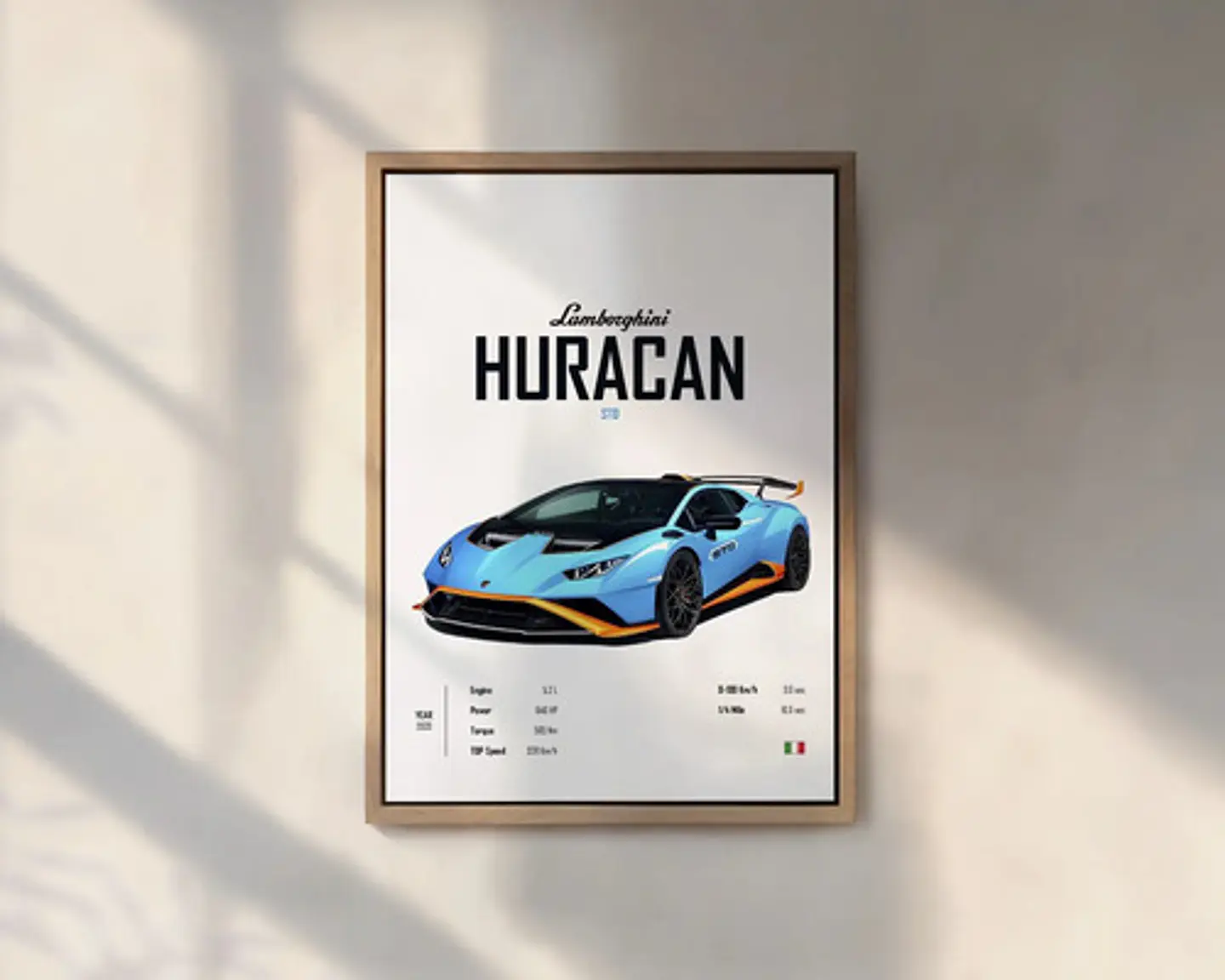 Cuadro Lamborghini Huracan Sto Deportivo + Marco Negro 1