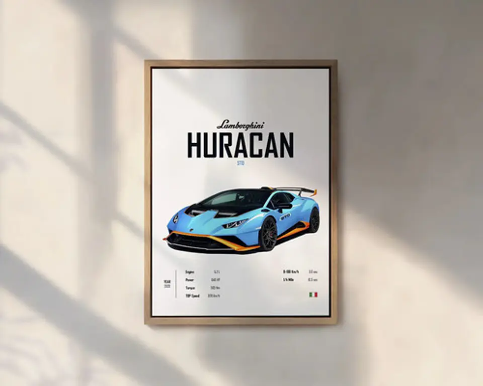 Cuadro Lamborghini Huracan Sto Deportivo + Marco Negro 1
