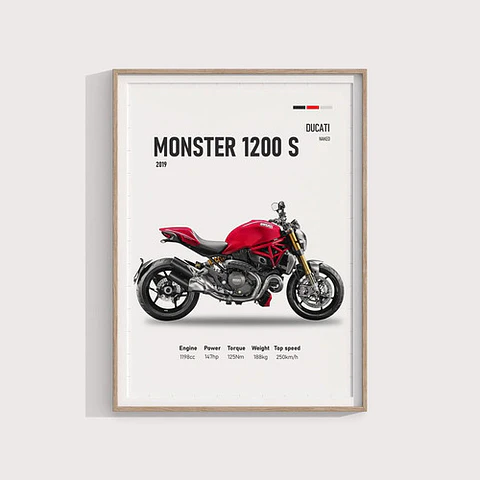 Cuadro Moto Ducati Monster 1200 S Deportivo + Marco