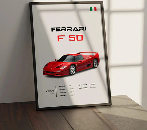 Cuadro Auto Ferrari F50 Deportivo + Marco