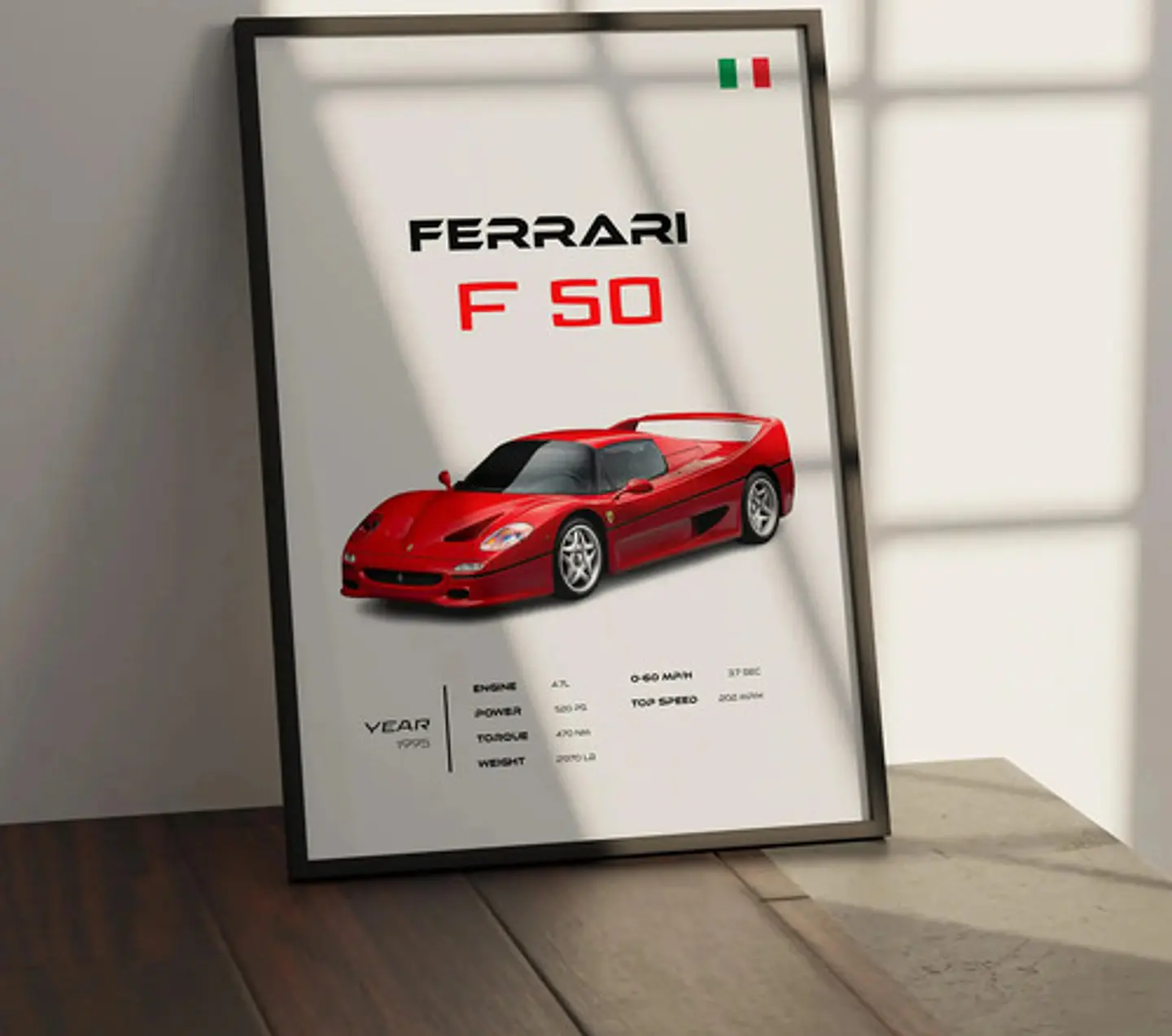 Cuadro Auto Ferrari F50 Deportivo + Marco 1