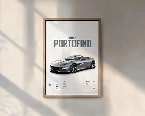 Cuadro Auto Ferrari Portofino M Deportivo + Marco Negro