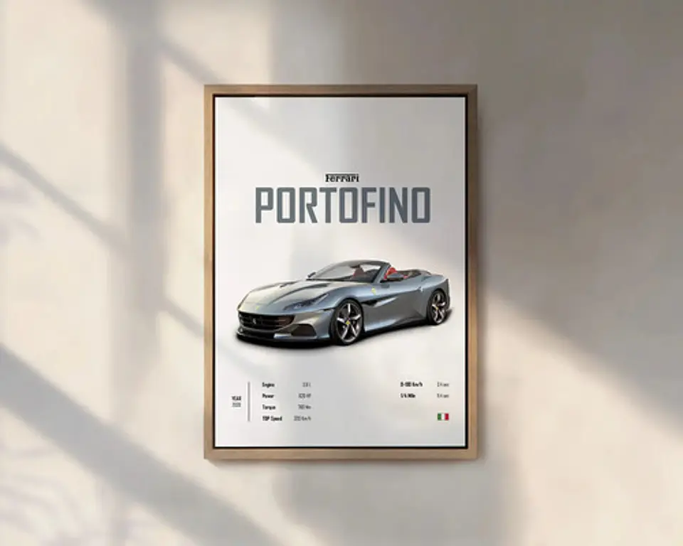 Cuadro Auto Ferrari Portofino M Deportivo + Marco Negro 1