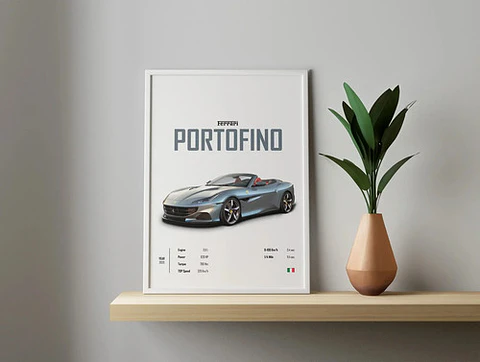 Cuadro Auto Ferrari Portofino M Deportivo + Marco Negro