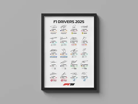 Cuadro F1 Campeonato Formula 1: Pilotos Y Firma, Autografos