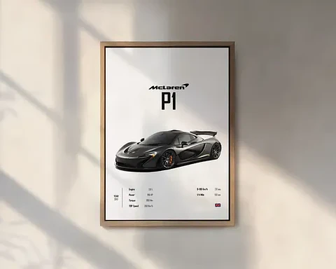 Cuadro Auto Mclaren P1  Deportivo + Marco Negro