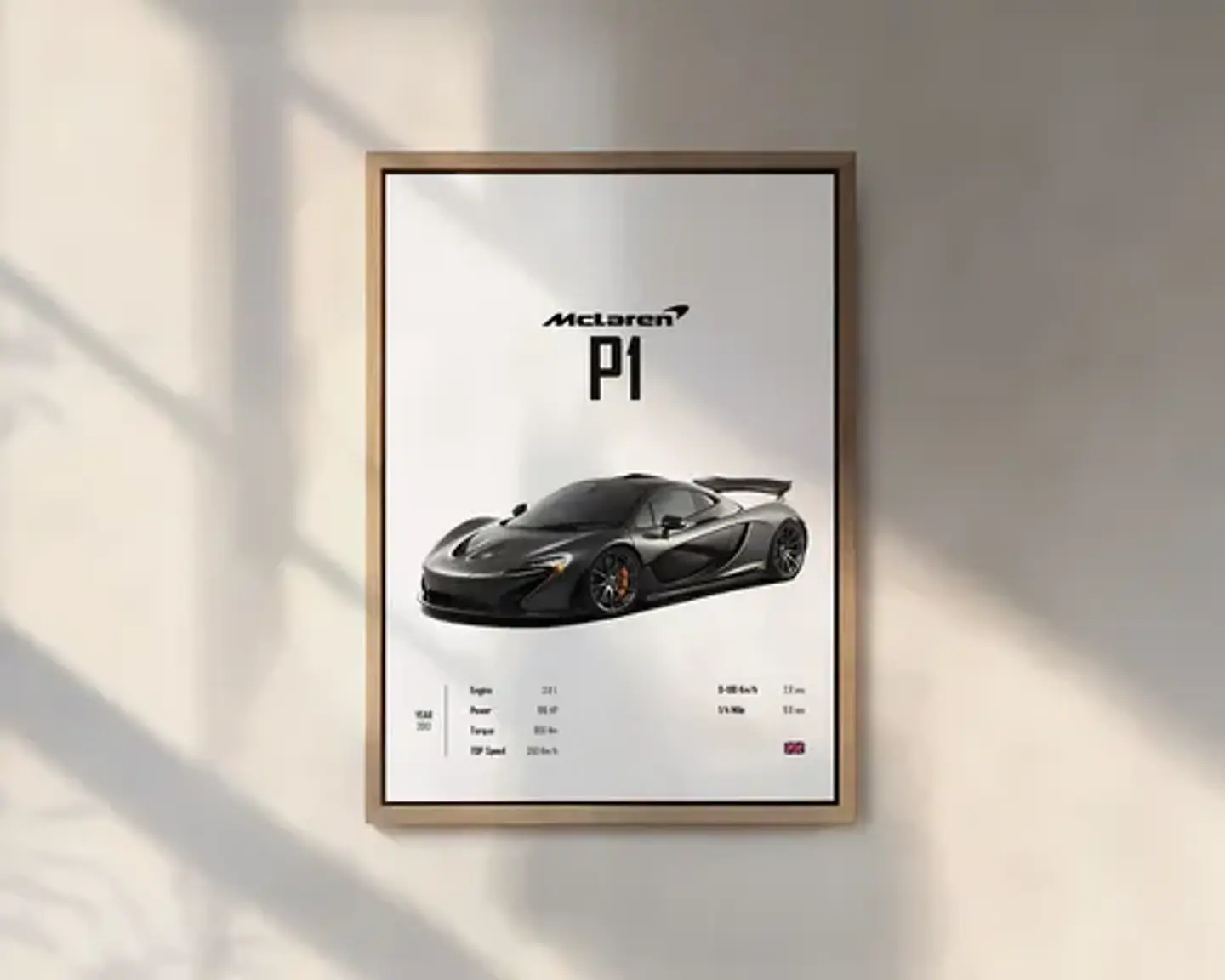 Cuadro Auto Mclaren P1  Deportivo + Marco Negro 1