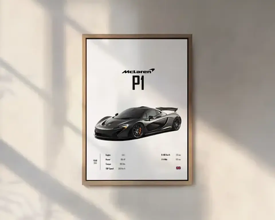 Cuadro Auto Mclaren P1  Deportivo + Marco Negro 1
