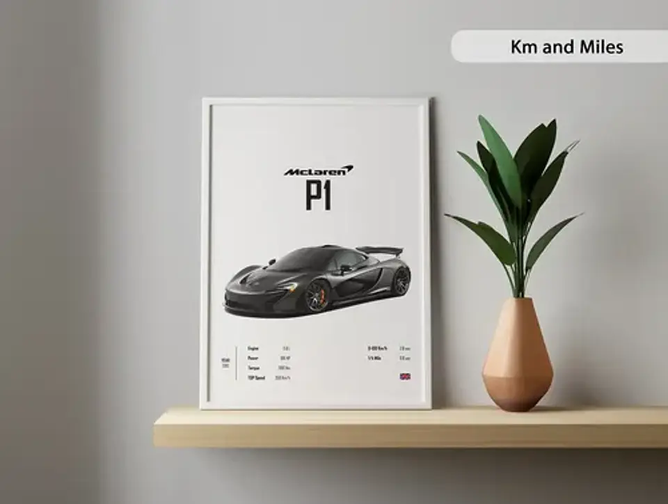 Cuadro Auto Mclaren P1  Deportivo + Marco Negro 2