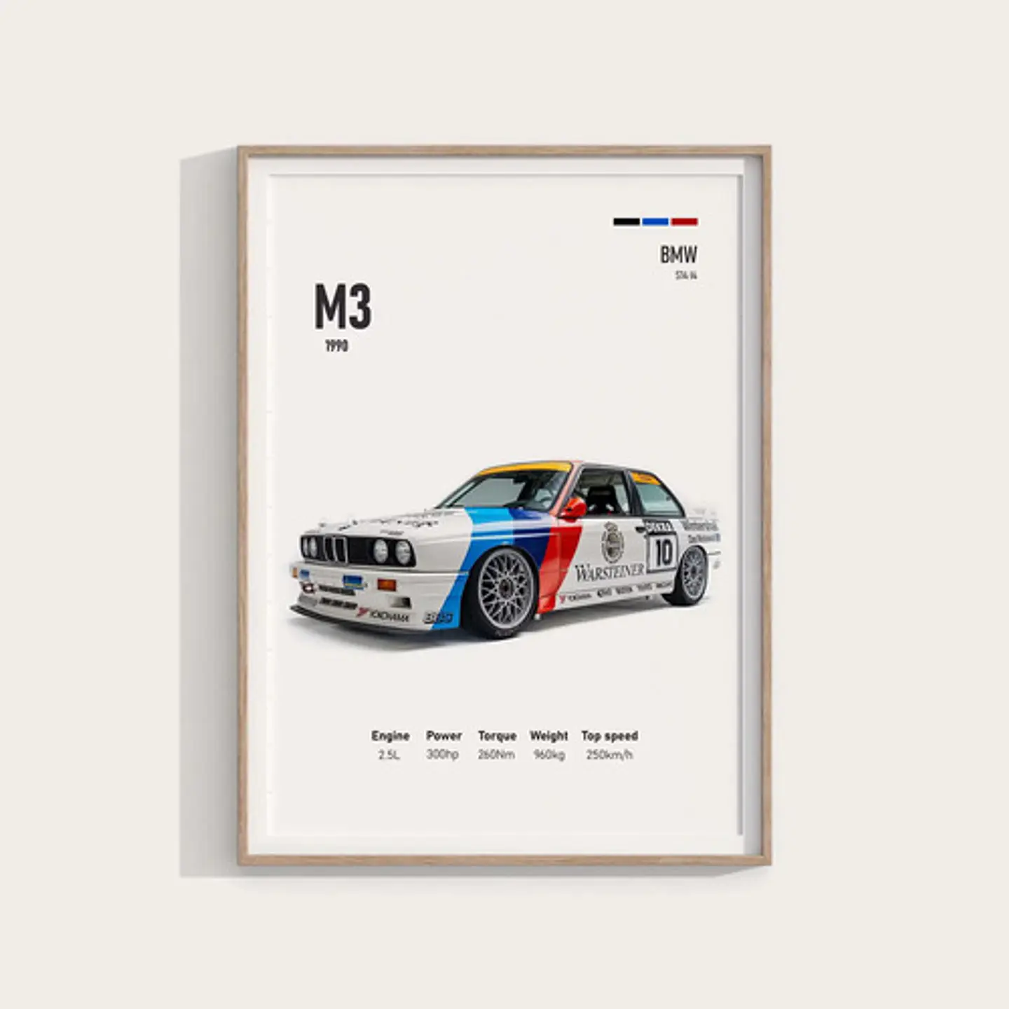 Cuadro 1990 Bmw M3 E30 Deportivo  + Marco 1