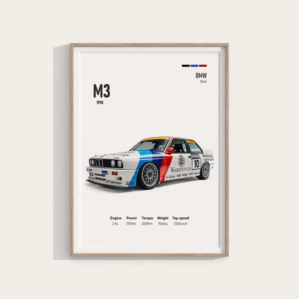 Cuadro 1990 Bmw M3 E30 Deportivo  + Marco 1