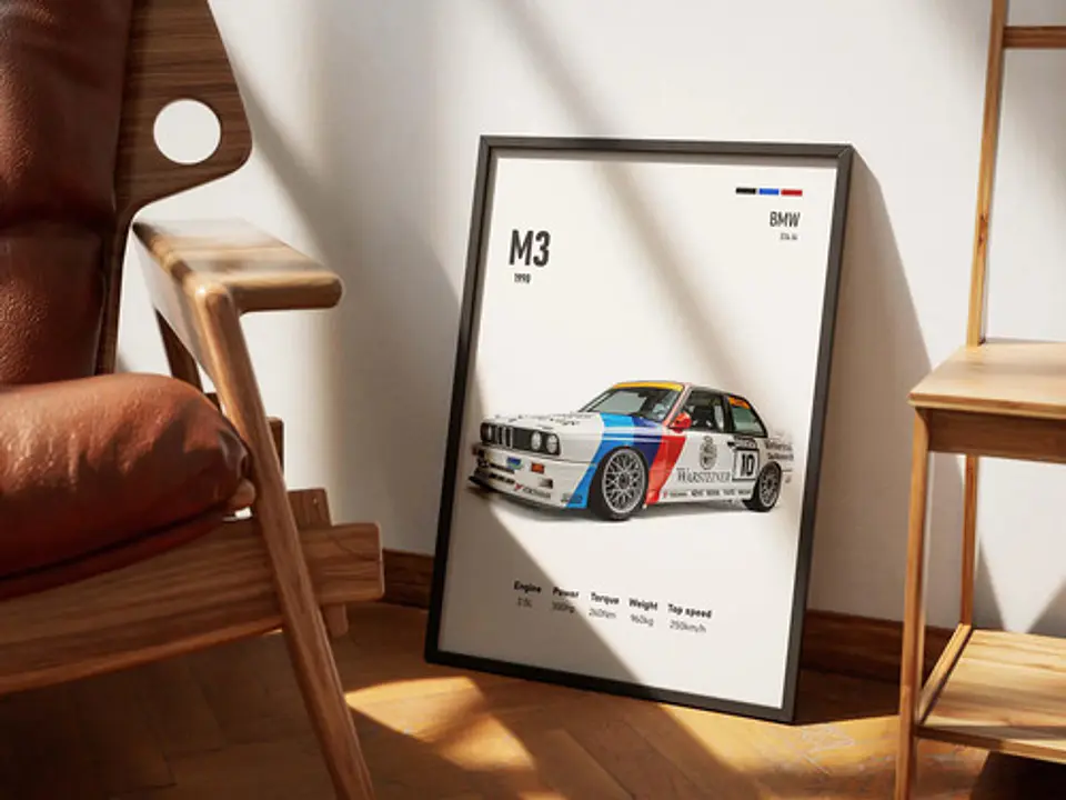 Cuadro 1990 Bmw M3 E30 Deportivo  + Marco 2