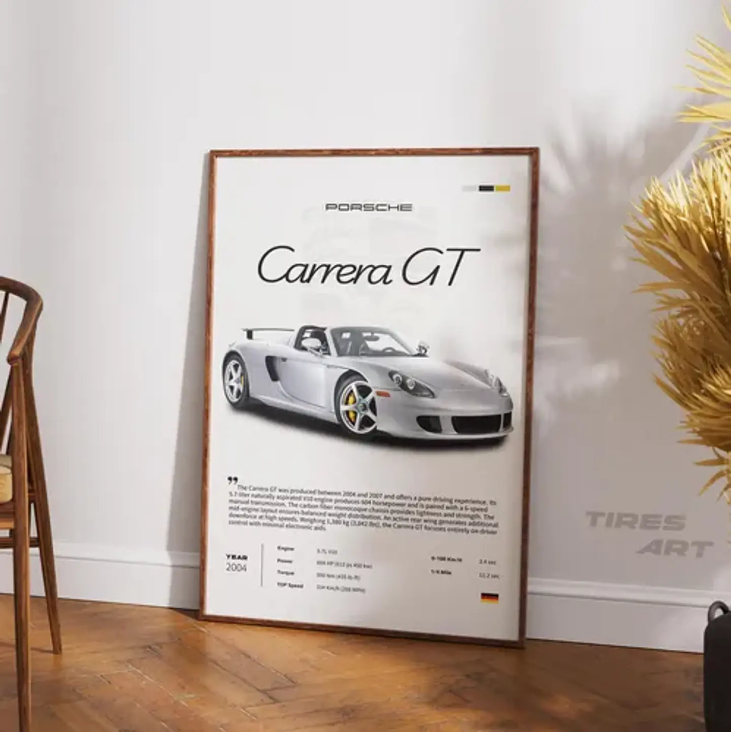 Cuadro Auto Porsche Carrera Gt Deportivo + Marco Negro 2