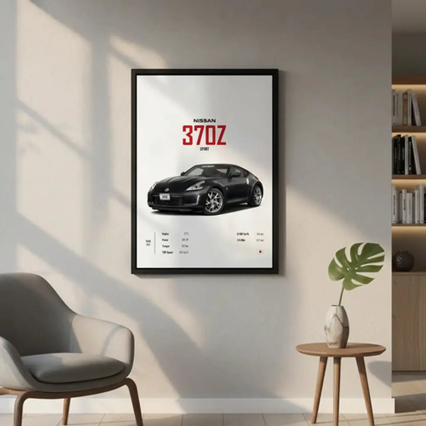 Cuadro Auto Nissan 370z Negro Deportivo + Marco Negro 1