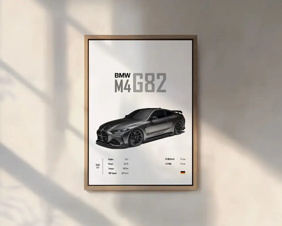 Cuadro Auto Bmw M4 G82 Deportivo + Marco Negro 1