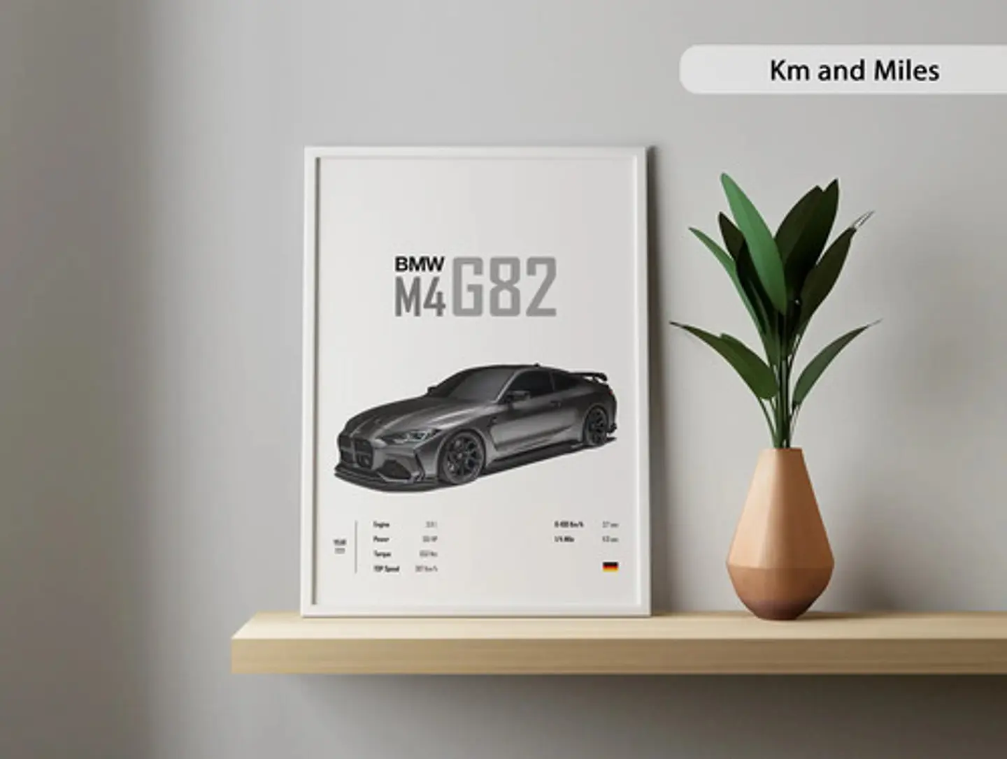 Cuadro Auto Bmw M4 G82 Deportivo + Marco Negro 2